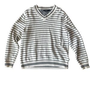 Nautica Men's White Striped Sweater